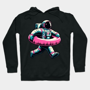 Pool Party Astronaut Pink Float Funny Space Hoodie